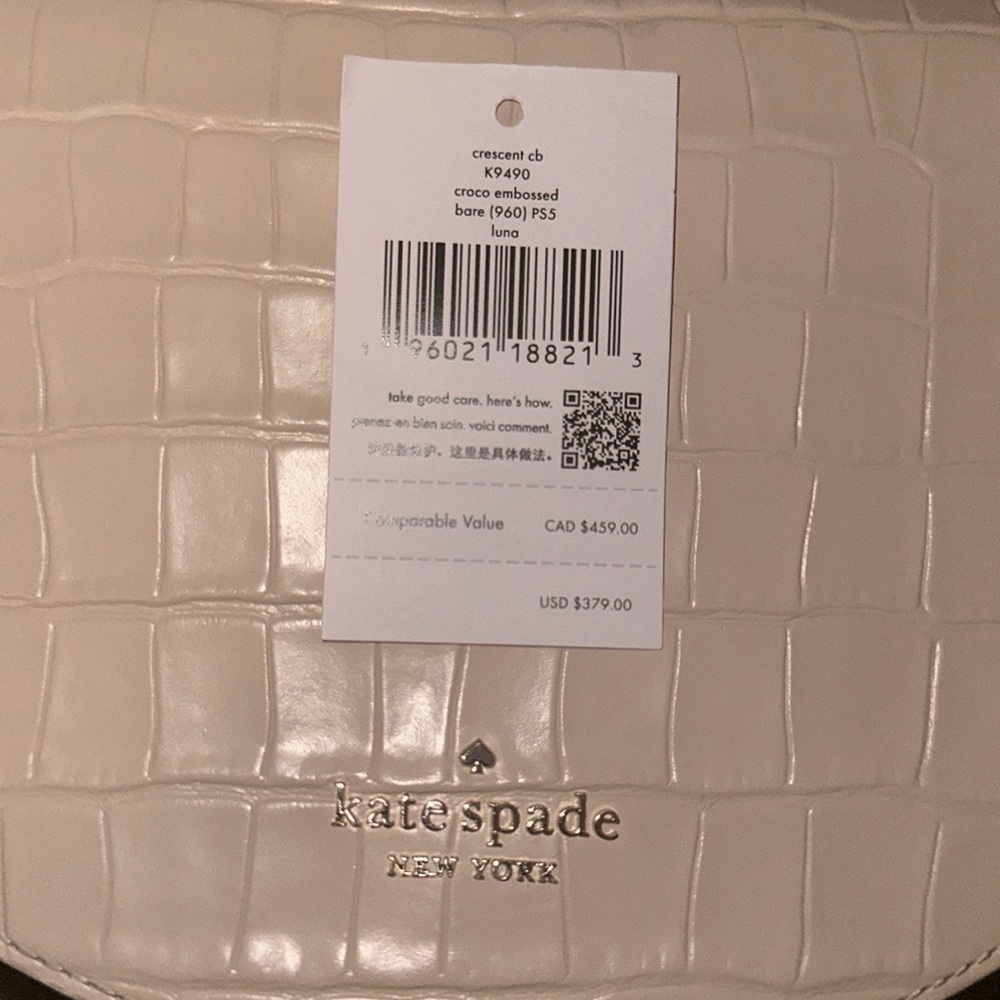 Kate Spade β οΈ Luna Crescent Crossbody K9490 CROCODILE π Embossed bare (960) PS5 - Picture 5 of 5
